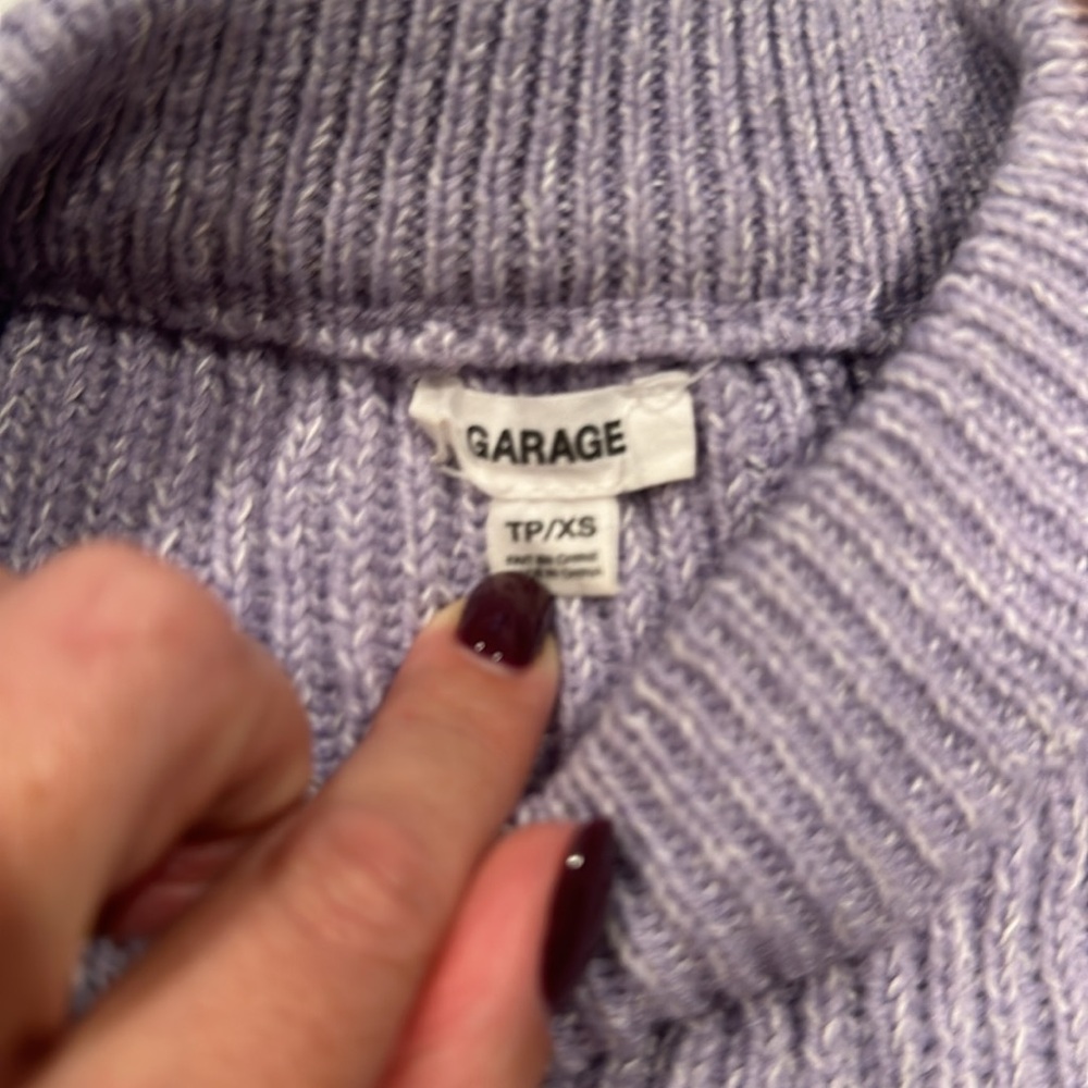 Garage Purple Ribbed Cropped Knit Sweater - Picture 5 of 7